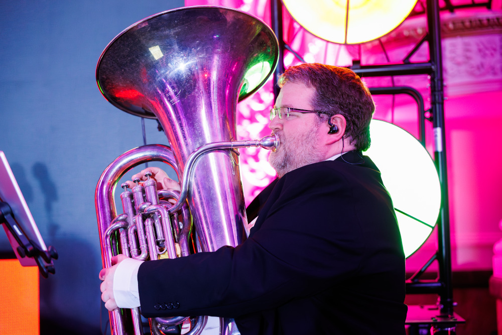 Tuba with Clubland Brass at The Grand Hotel, Birmingham.